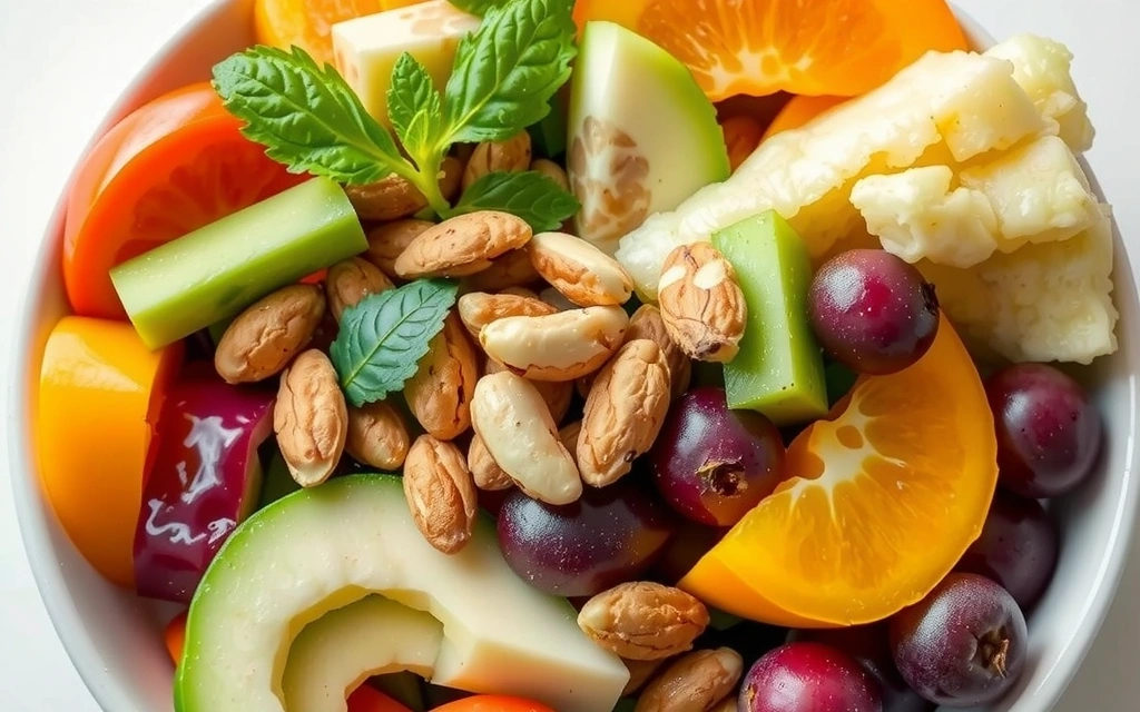 Healthy, colorful salad with fresh ingredients