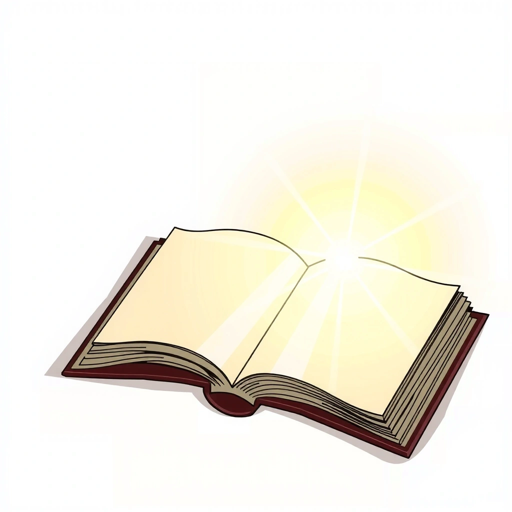 Open book with glowing light, symbolizing knowledge